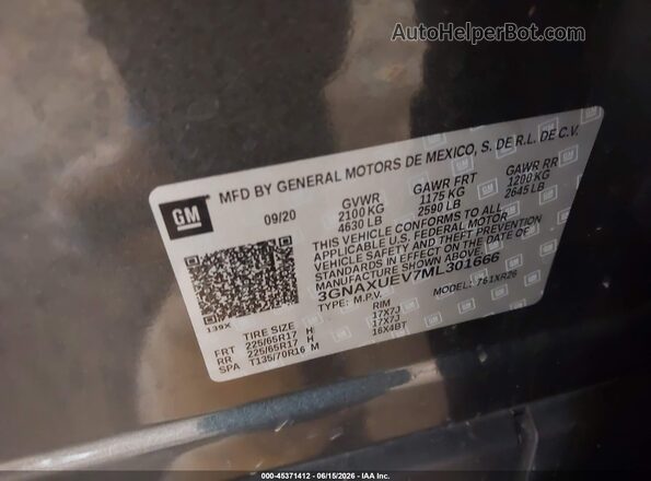 3GNAXUEV7ML301666 2021 CHEVROLET EQUINOX Gray Vista del compartimento del motor