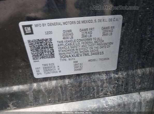 3GNAXUEV7ML346915 2021 CHEVROLET EQUINOX Black Շարժիչի բաժամունքի տեսք