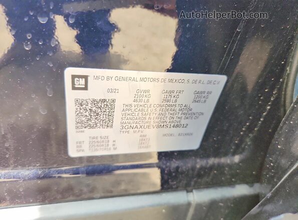 3GNAXUEV8MS148012 2021 CHEVROLET EQUINOX Blue Շարժիչի բաժամունքի տեսք