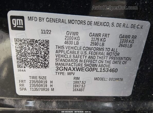3GNAXWEG0PL153460 2023 CHEVROLET EQUINOX Black Вид підкапотного простору