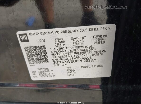 3GNAXWEG8PL203375 2023 CHEVROLET EQUINOX Black Շարժիչի բաժամունքի տեսք