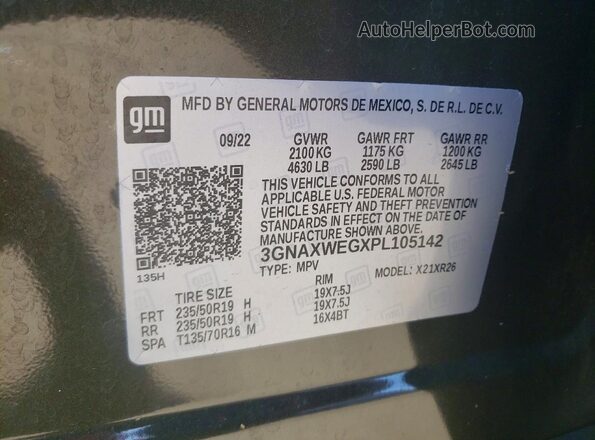 3GNAXWEGXPL105142 2023 CHEVROLET EQUINOX Brown VIN sticker view