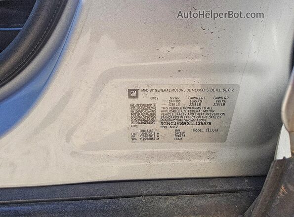 3GNCJKSB2LL135578 2020 CHEVROLET TRAX Silver 