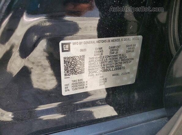 3GNCJKSB2LL289871 2020 CHEVROLET TRAX Black 