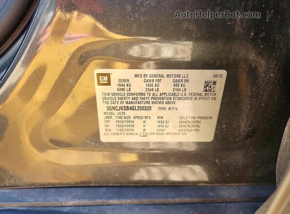 3GNCJKSB4GL250320 2016 CHEVROLET TRAX Gray Engine compartment view