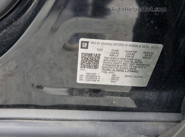 3GNCJLSB5LL234451 2020 CHEVROLET TRAX Black 