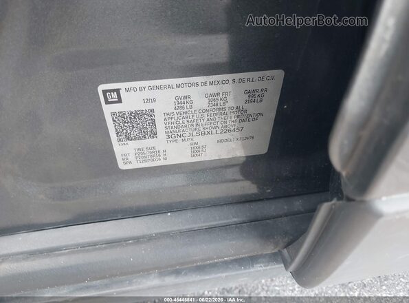 3GNCJLSBXLL226457 2020 CHEVROLET TRAX Gray Vista del compartimento del motor