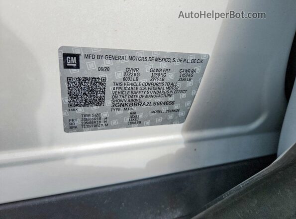 3GNKBBRA2LS694656 2020 CHEVROLET BLAZER White VIN sticker view