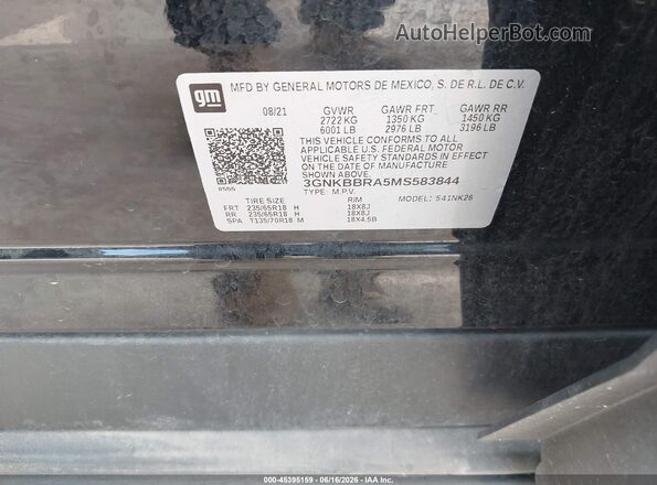 3GNKBBRA5MS583844 2021 CHEVROLET BLAZER Черный Вид подкапотного пространства