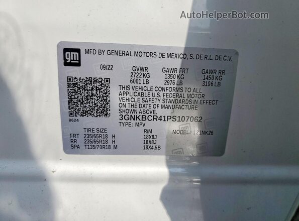 3GNKBCR41PS107062 2023 CHEVROLET BLAZER White 