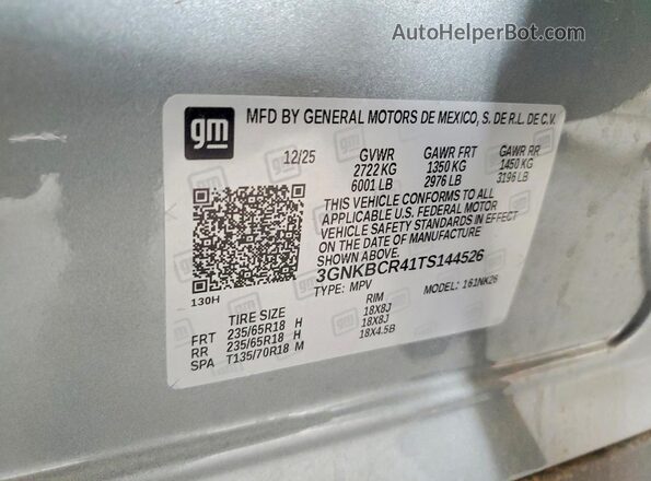 3GNKBCR41TS144526 2026 CHEVROLET BLAZER Silver 