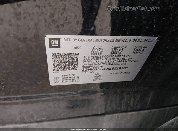 3GNKBCR42MS519566 2021 CHEVROLET BLAZER Black Вид підкапотного простору