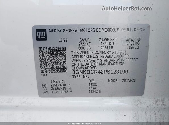 3GNKBCR42PS123190 2023 CHEVROLET BLAZER White 