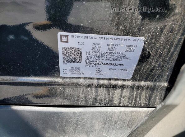 3GNKBCR44MS521495 2021 CHEVROLET BLAZER Black VIN sticker view
