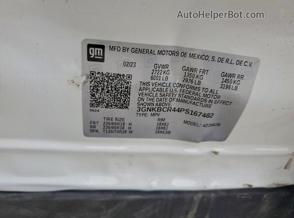 3GNKBCR44PS167482 2023 CHEVROLET BLAZER White Vista interior de 360 grados
