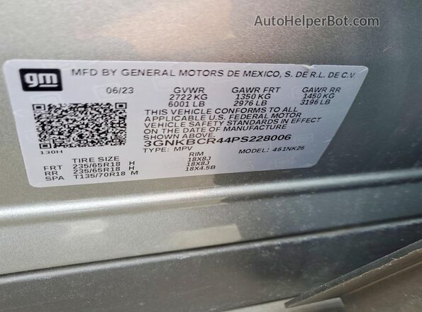 3GNKBCR44PS228006 2023 CHEVROLET BLAZER Gray Widok komory silnika