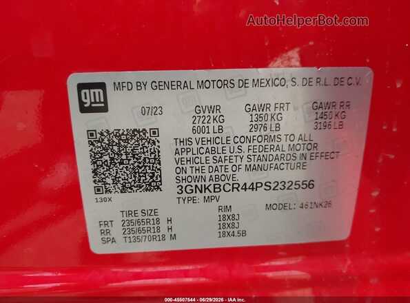 3GNKBCR44PS232556 2023 CHEVROLET BLAZER Red Շարժիչի բաժամունքի տեսք