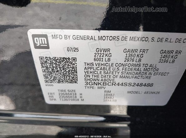 3GNKBCR44SS248488 2025 CHEVROLET BLAZER Black 