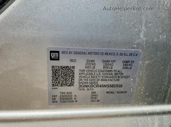 3GNKBCR45MS581916 2021 CHEVROLET BLAZER Black ძრავის განყოფილების ხედი