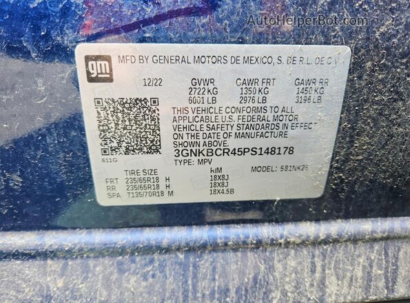 3GNKBCR45PS148178 2023 CHEVROLET BLAZER Blue 