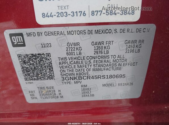 3GNKBCR45RS180695 2024 CHEVROLET BLAZER Red Շարժիչի բաժամունքի տեսք