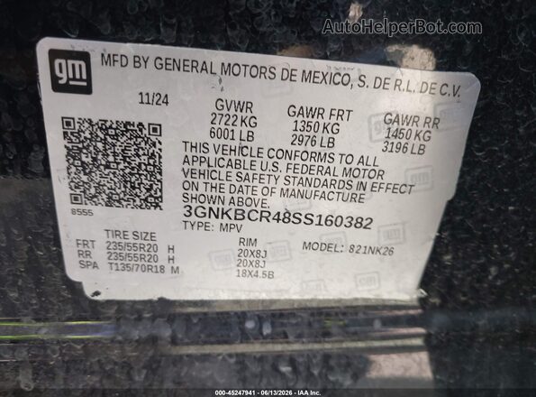 3GNKBCR48SS160382 2025 CHEVROLET BLAZER Black Vista del compartimento del motor