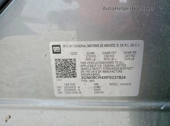 3GNKBCR4XPS137824 2023 CHEVROLET BLAZER Silver Vista de la etiqueta del VIN