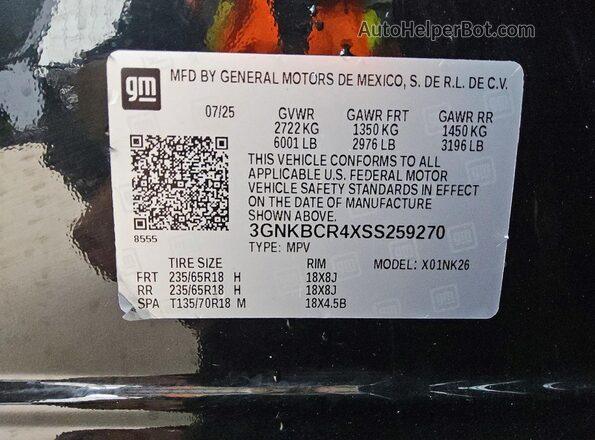 3GNKBCR4XSS259270 2025 CHEVROLET BLAZER Black 360 interior view