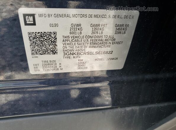 3GNKBCRS1LS616822 2020 CHEVROLET BLAZER Blue Սալոնի 360 աստիճան տեսք
