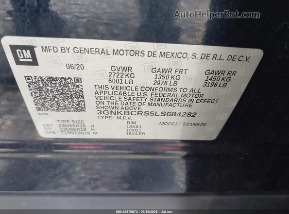 3GNKBCRS5LS684282 2020 CHEVROLET BLAZER Blue Вид підкапотного простору