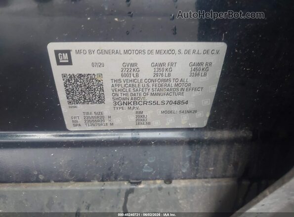 3GNKBCRS5LS704854 2020 CHEVROLET BLAZER Blue Engine compartment view