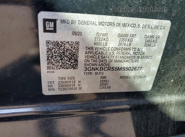 3GNKBCRS5MS502677 2021 CHEVROLET BLAZER Black 