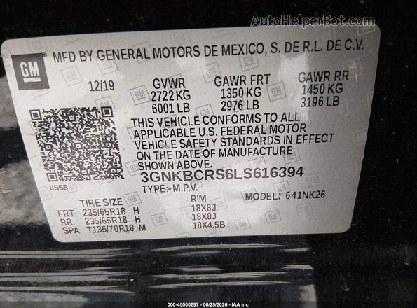 3GNKBCRS6LS616394 2020 CHEVROLET BLAZER Black Engine compartment view