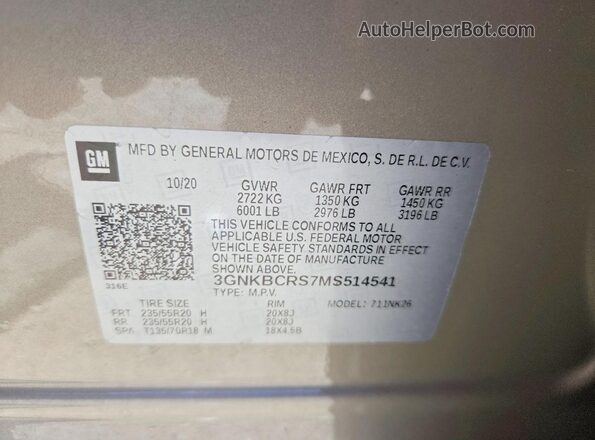 3GNKBCRS7MS514541 2021 CHEVROLET BLAZER Gray Вид підкапотного простору