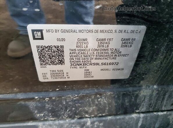 3GNKBCRS9LS616972 2020 CHEVROLET BLAZER Black VIN կոդի պիտակի տեսք