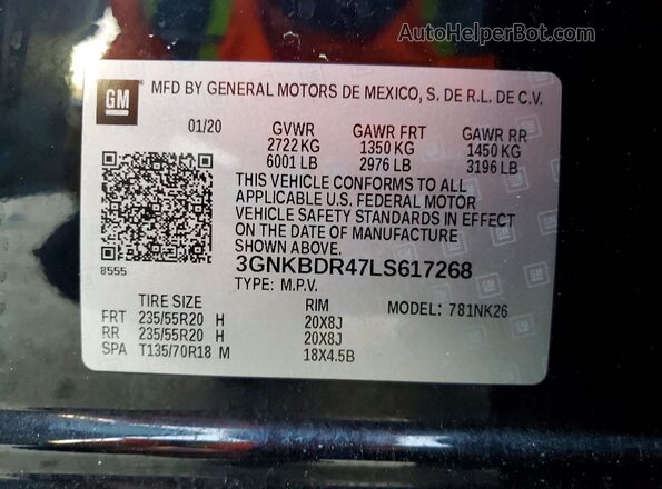 3GNKBDR47LS617268 2020 CHEVROLET BLAZER Black 