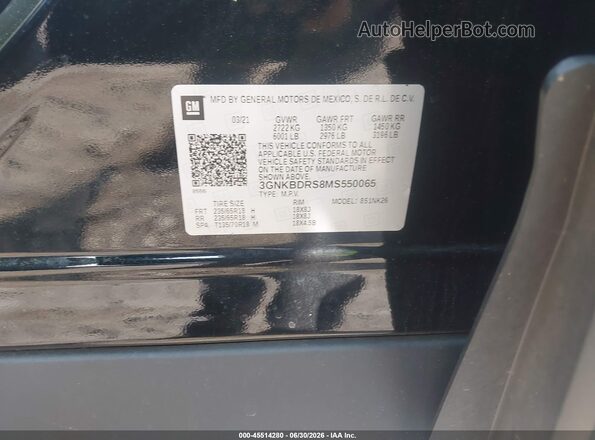 3GNKBDRS8MS550065 2021 CHEVROLET BLAZER Black Widok komory silnika