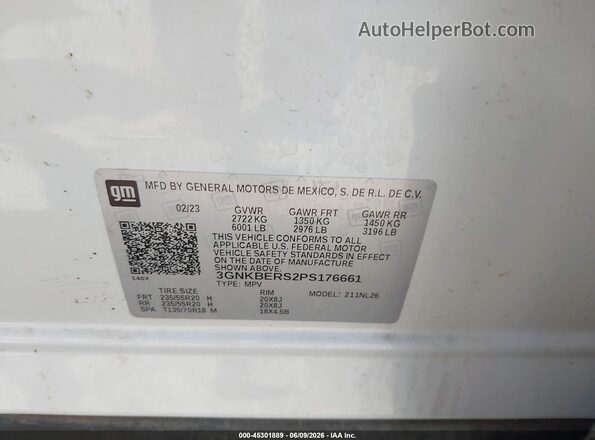 3GNKBERS2PS176661 2023 CHEVROLET BLAZER White Вид підкапотного простору