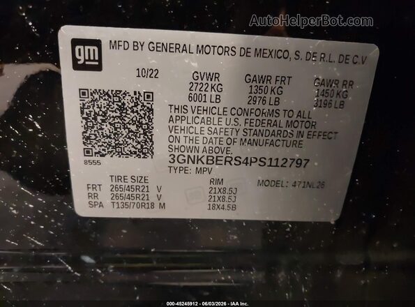 3GNKBERS4PS112797 2023 CHEVROLET BLAZER Black Widok komory silnika