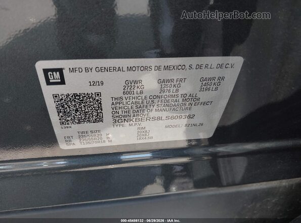 3GNKBERS8LS609362 2020 CHEVROLET BLAZER Серый Вид подкапотного пространства