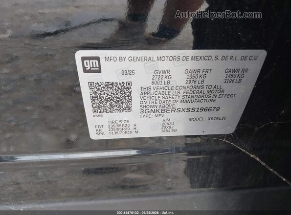 3GNKBERSXSS196679 2025 CHEVROLET BLAZER Black Vista del compartimento del motor