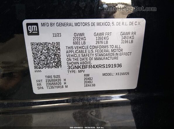 3GNKBFR4XRS191936 2024 CHEVROLET BLAZER Black ძრავის განყოფილების ხედი