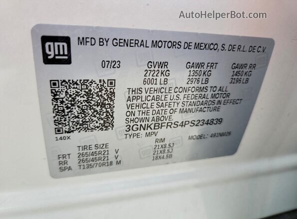 3GNKBFRS4PS234839 2023 CHEVROLET BLAZER White 