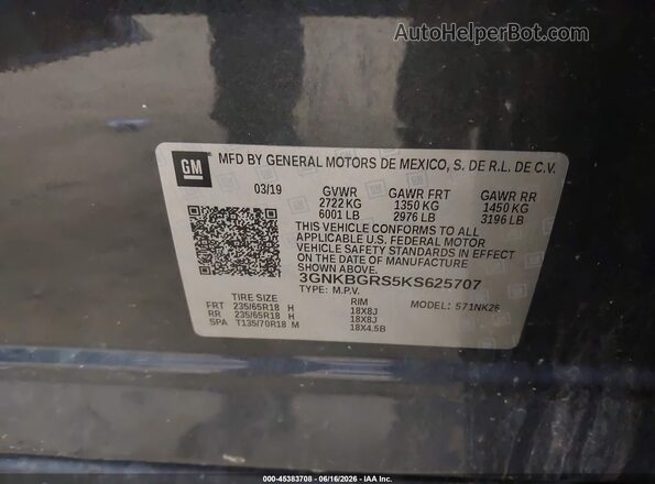 3GNKBGRS5KS625707 2019 CHEVROLET BLAZER Gray Widok komory silnika
