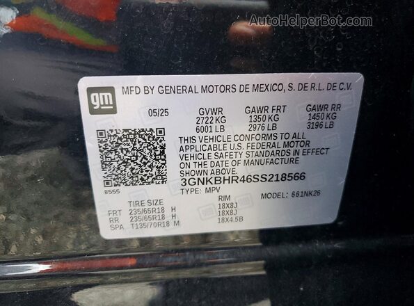 3GNKBHR46SS218566 2025 CHEVROLET BLAZER Black 