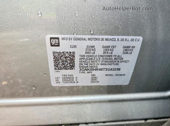 3GNKBHR46TS141036 2026 CHEVROLET BLAZER Gray 
