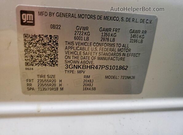 3GNKBHR47PS101862 2023 CHEVROLET BLAZER White 