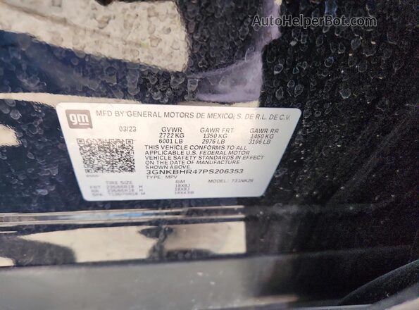 3GNKBHR47PS206353 2023 CHEVROLET BLAZER Black 