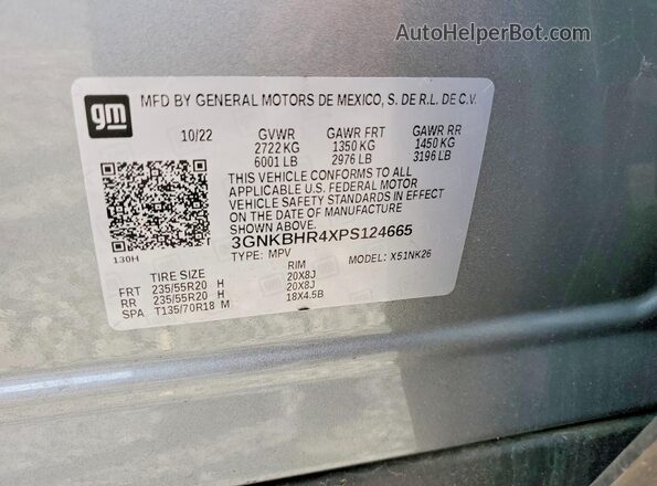 3GNKBHR4XPS124665 2023 CHEVROLET BLAZER Gray Սալոնի 360 աստիճան տեսք