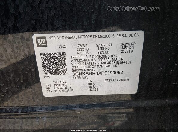 3GNKBHR4XPS190052 2023 CHEVROLET BLAZER Черный Вид подкапотного пространства